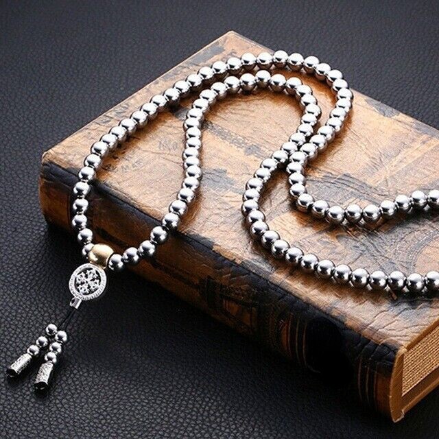 118 Pieces Buddha Beads Necklace Outdoor Kung Fu Bracelet Stainless Steel New