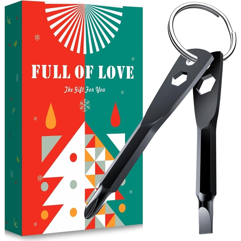 4-in-1 Keychain Screwdriver Tool Set with Slotted and Hex Wrench Bits