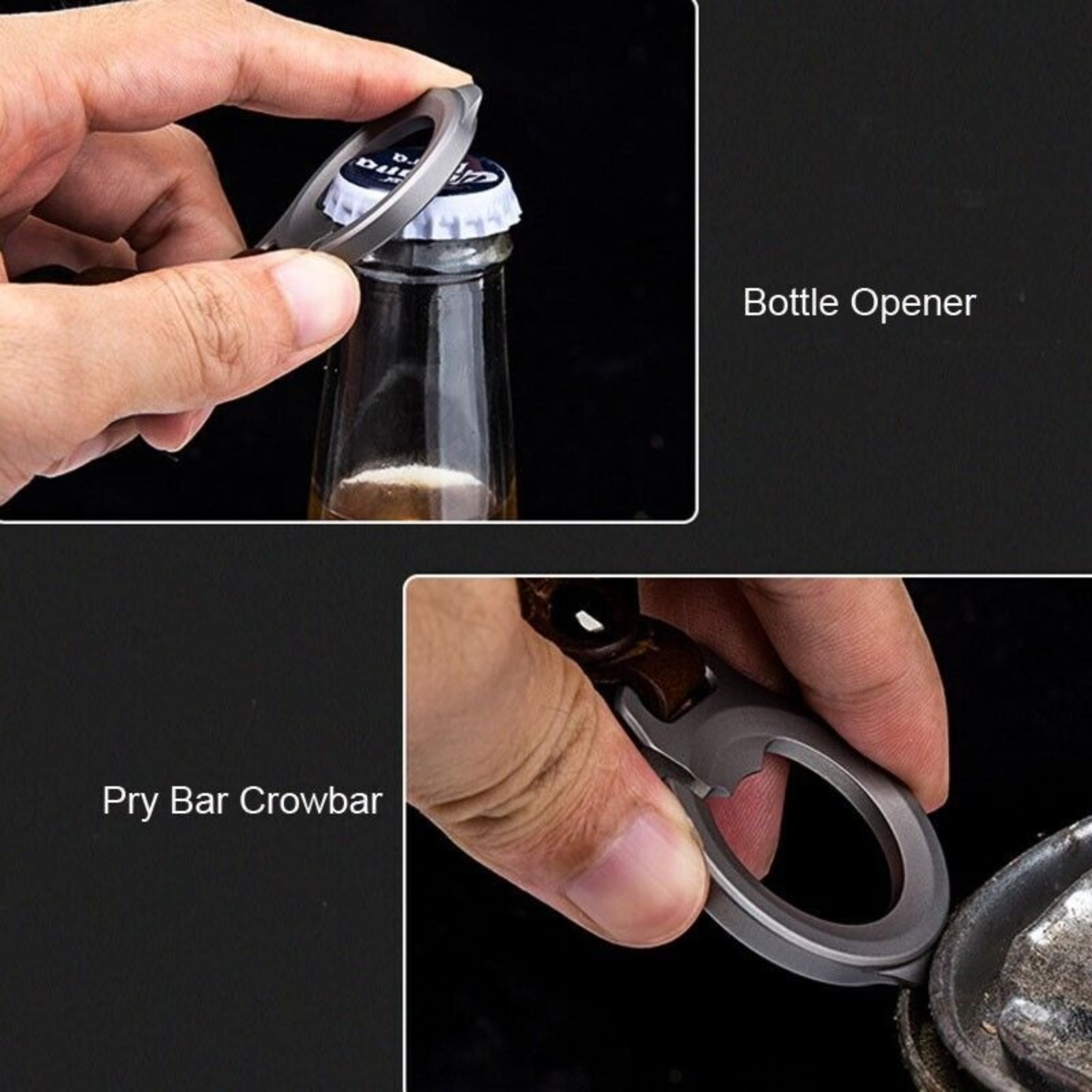 Titanium Alloy + Leather Keychain Car Key Bag Portable EDC Opener Crowbar Cutter