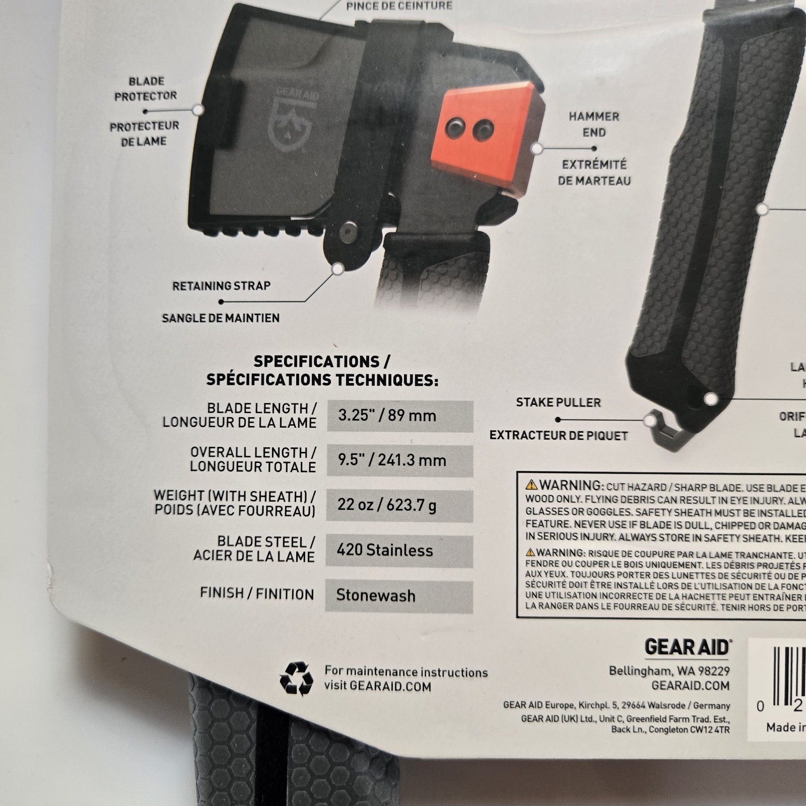 Gear Aid Balta Camp Hatchet Axe Fire Campground Tool Hammer Stake Puller NEW