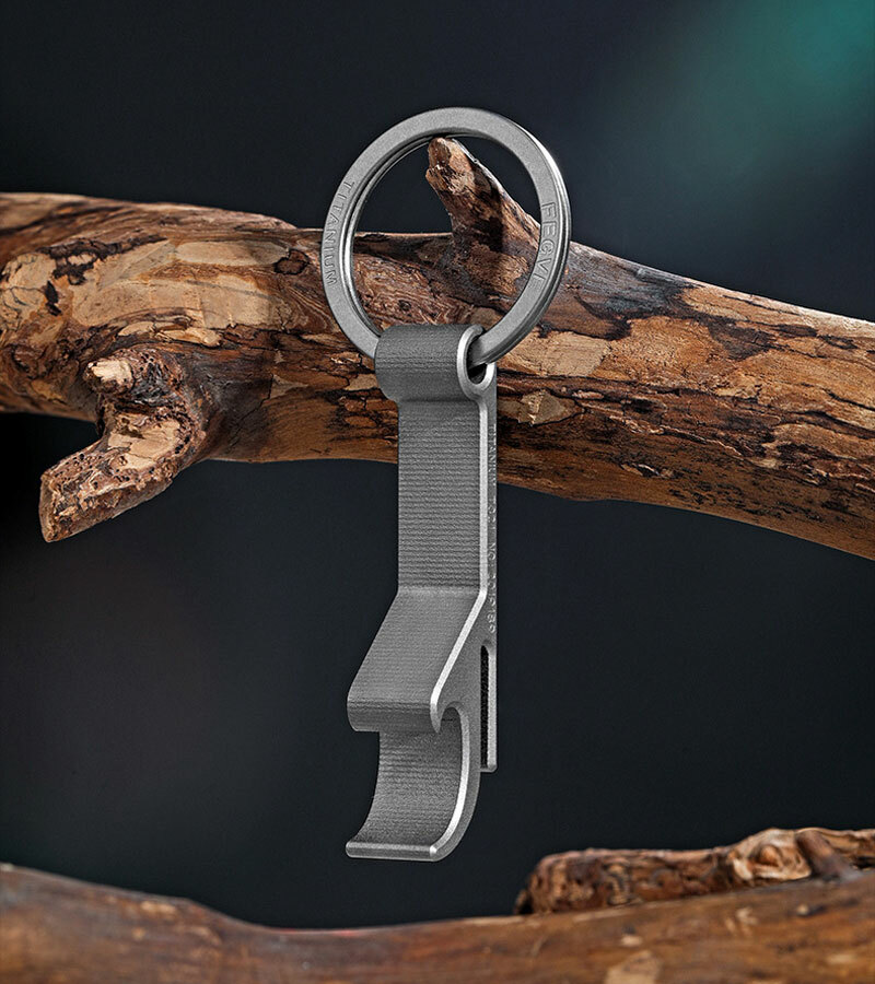 CNC EDC Titanium Alloy Bottle Opener Key Chain Pendant Tool with 32mm Key Ring