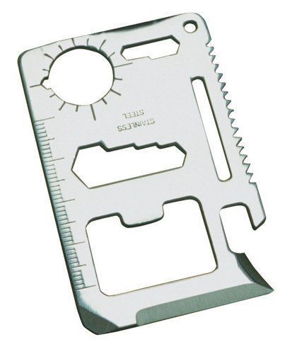 Kikkerland Classic Stainless Steel Survival Tool, Pocket 11 functions + pouch
