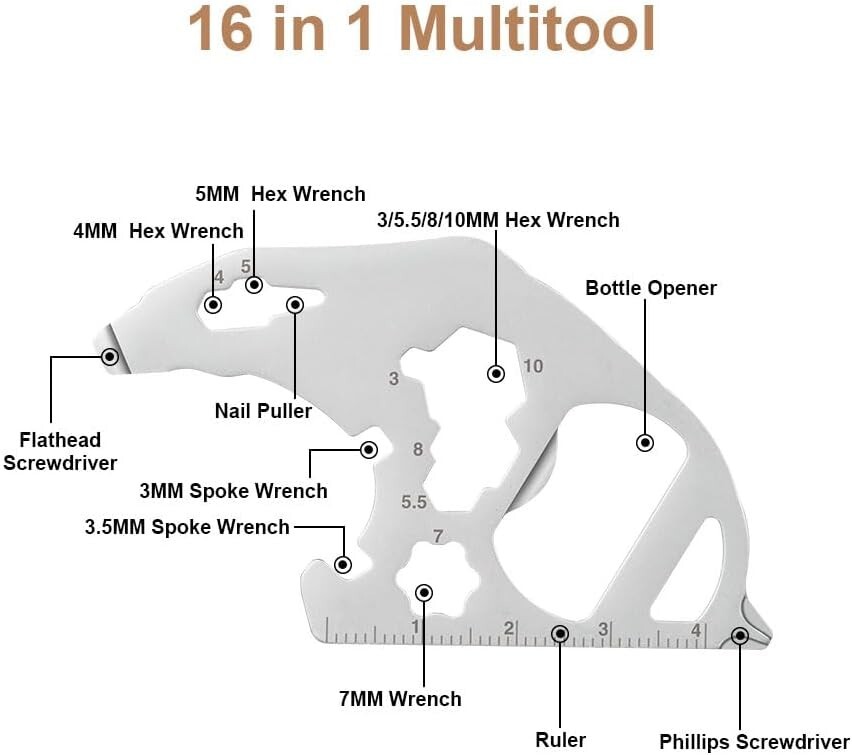 12 in 1 Polar Bear Keychain Multi-Tool Gear Bottle Opener Screwdriver