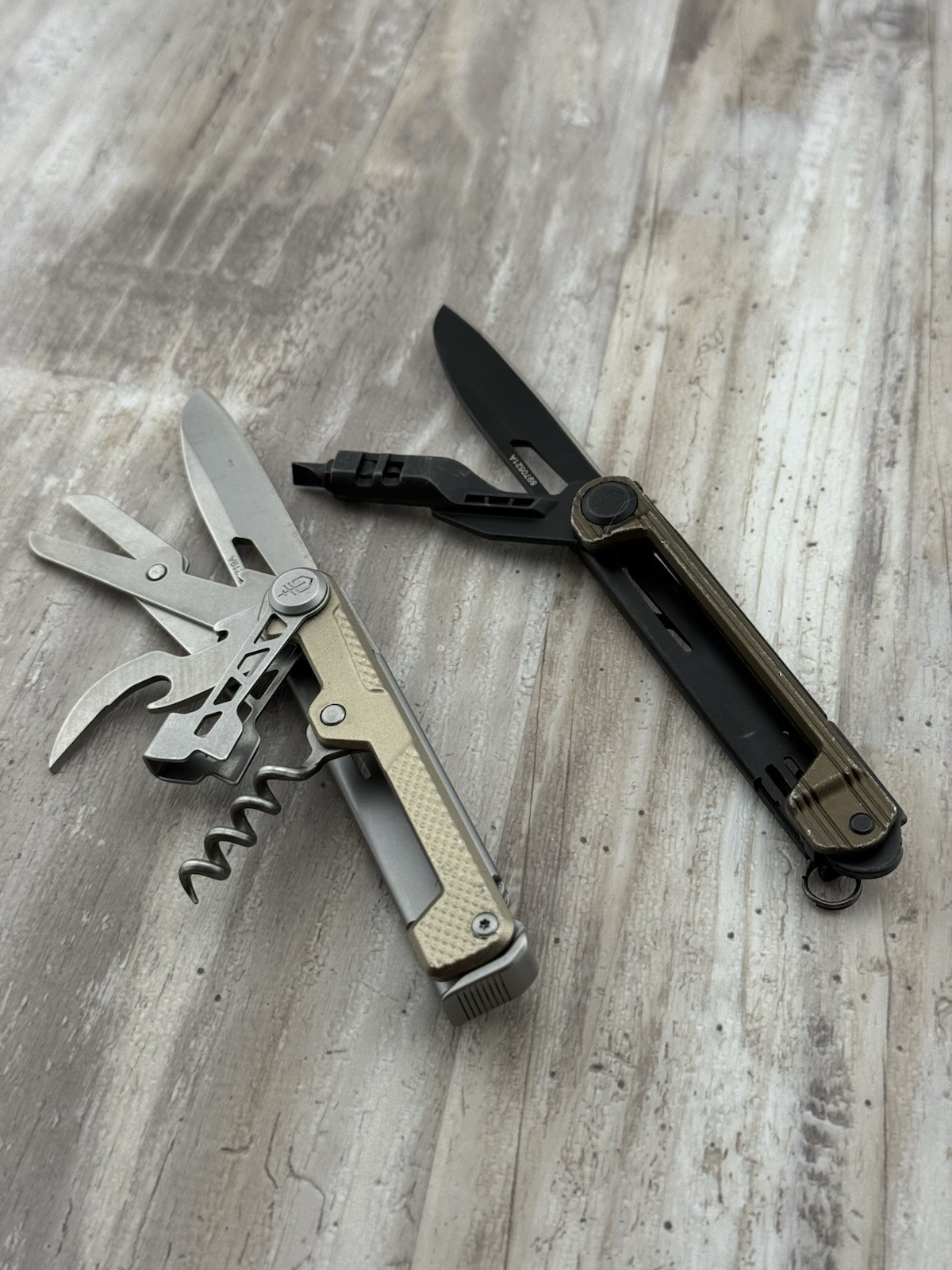 Lot of 2: Gerber Armbar Drive Black & Armbar Cork Gold Multi-Tool Pocket Knife