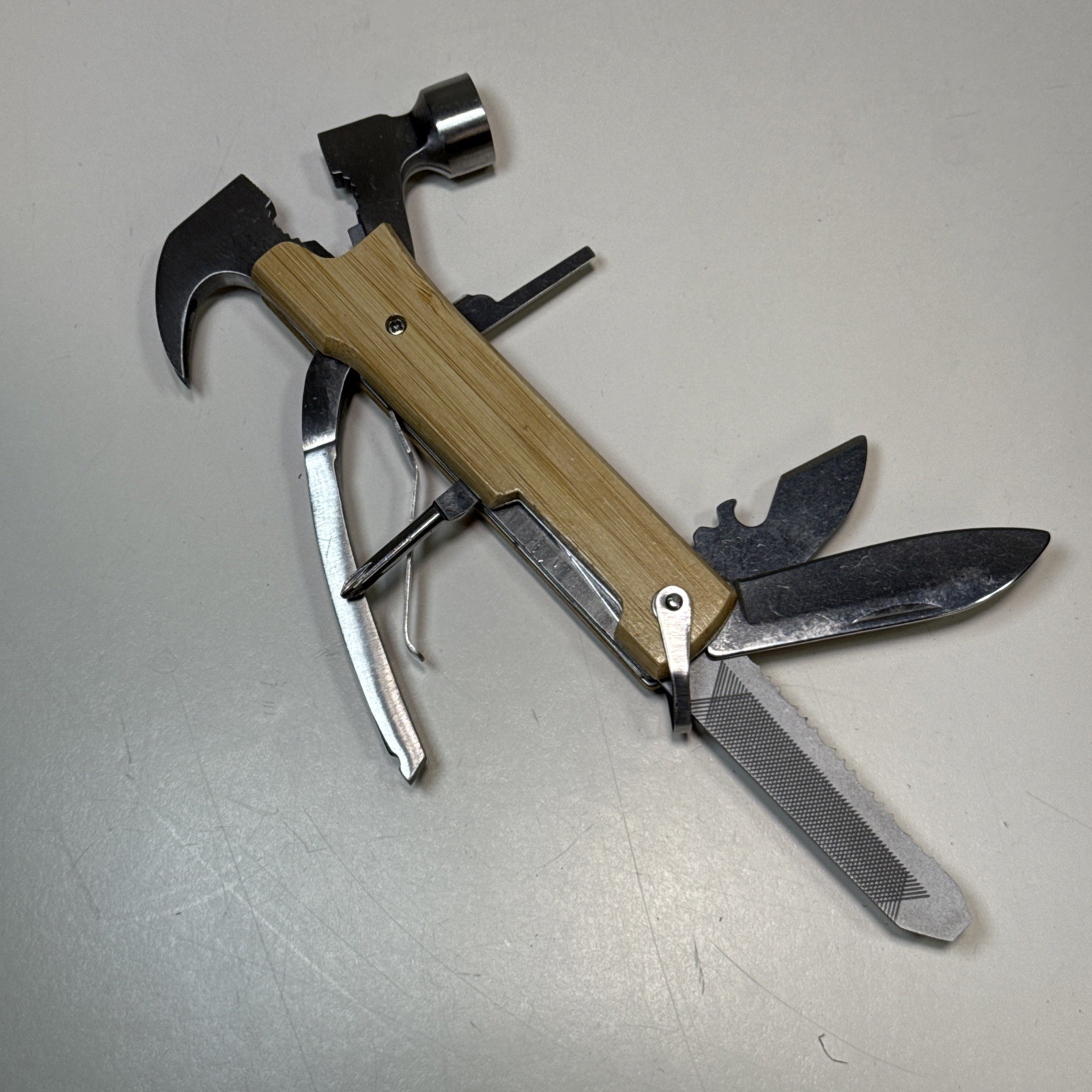 Wood and Stainless Hammer Tool 12-IN 1 Multi Tool Wood Handle