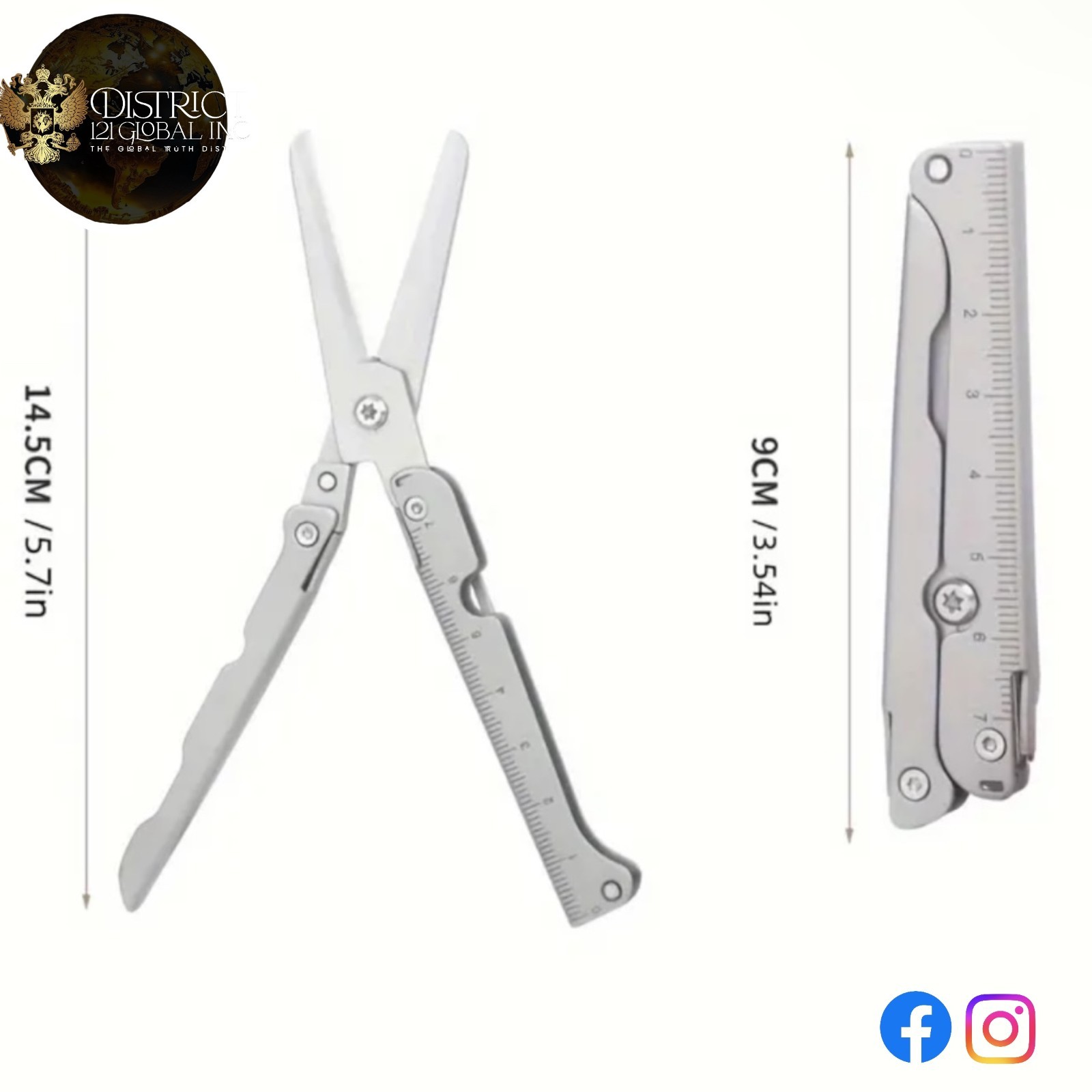 Compact Multi Tool Folding Stainless Steel Scissors For Bug Out Bags EDC