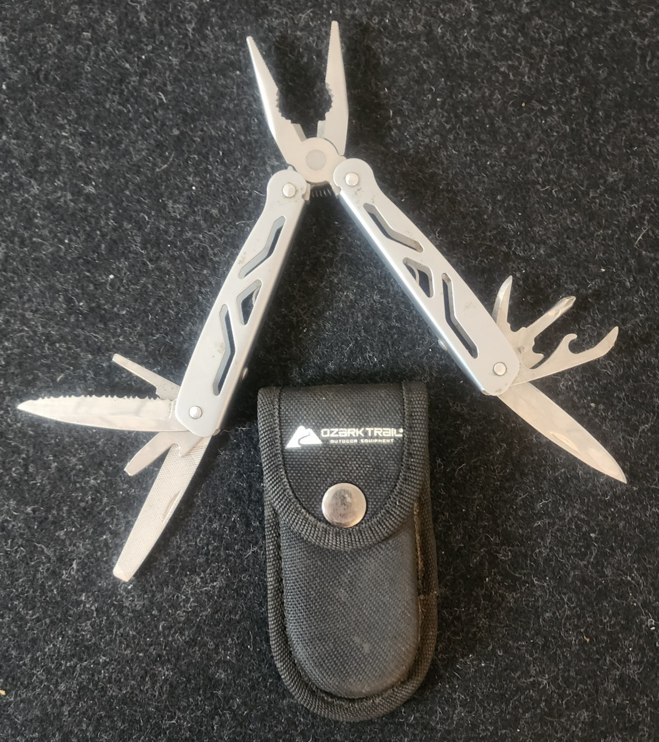 Ozark Trail Multi Tool Pliers Knife Screwdrivers w/ Nylon Belt Pouch
