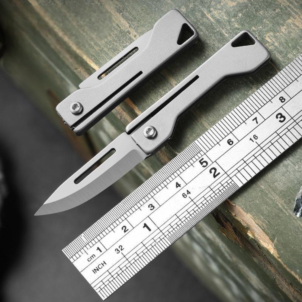 Titanium Alloy EDC Mini Folding Knife Handle Portable Keychain Pocket Knife