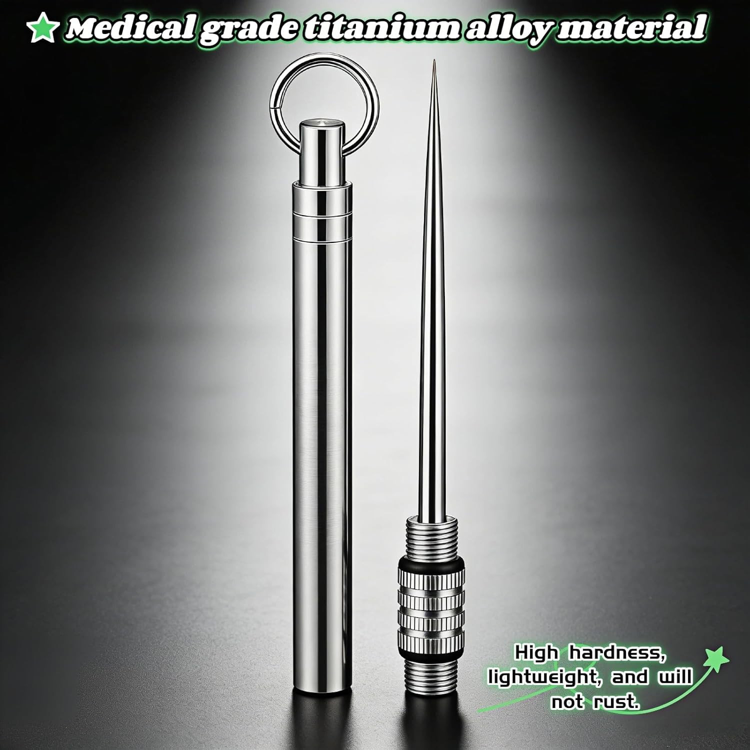 Portable Titanium Toothpick Multi-Functional Reusable Stainless Steel Silver