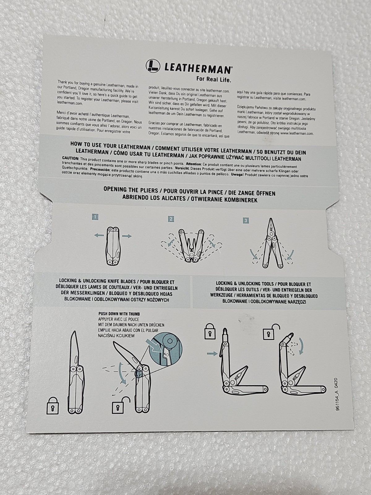Leatherman Crunch multitool, LEATHER sheath. Made in USA. NEW UNUSED