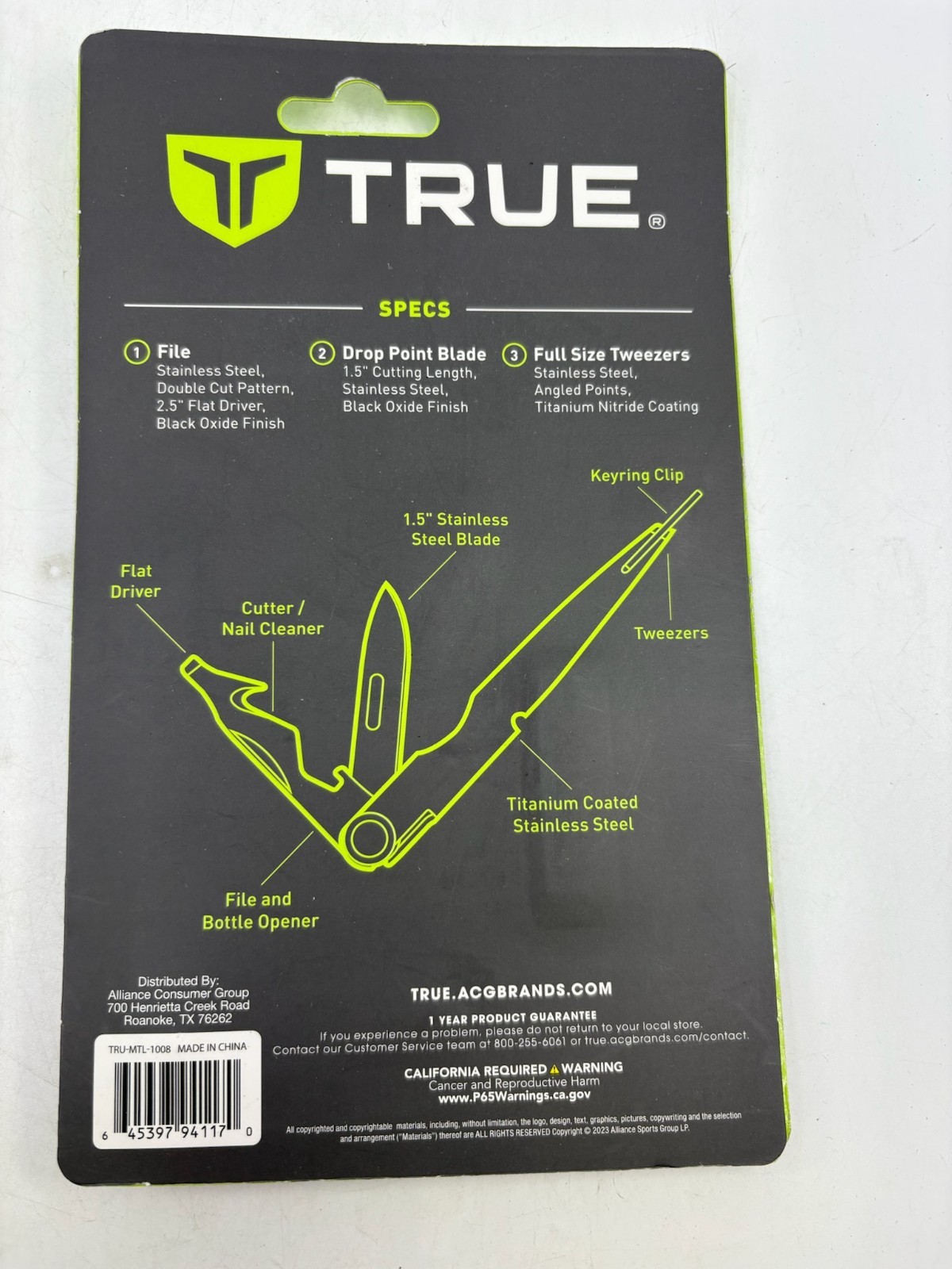 NEW True Tweezer Tool+ 7-in-1 Multi-Tool Full Size Pocket Knife Bottle Opener