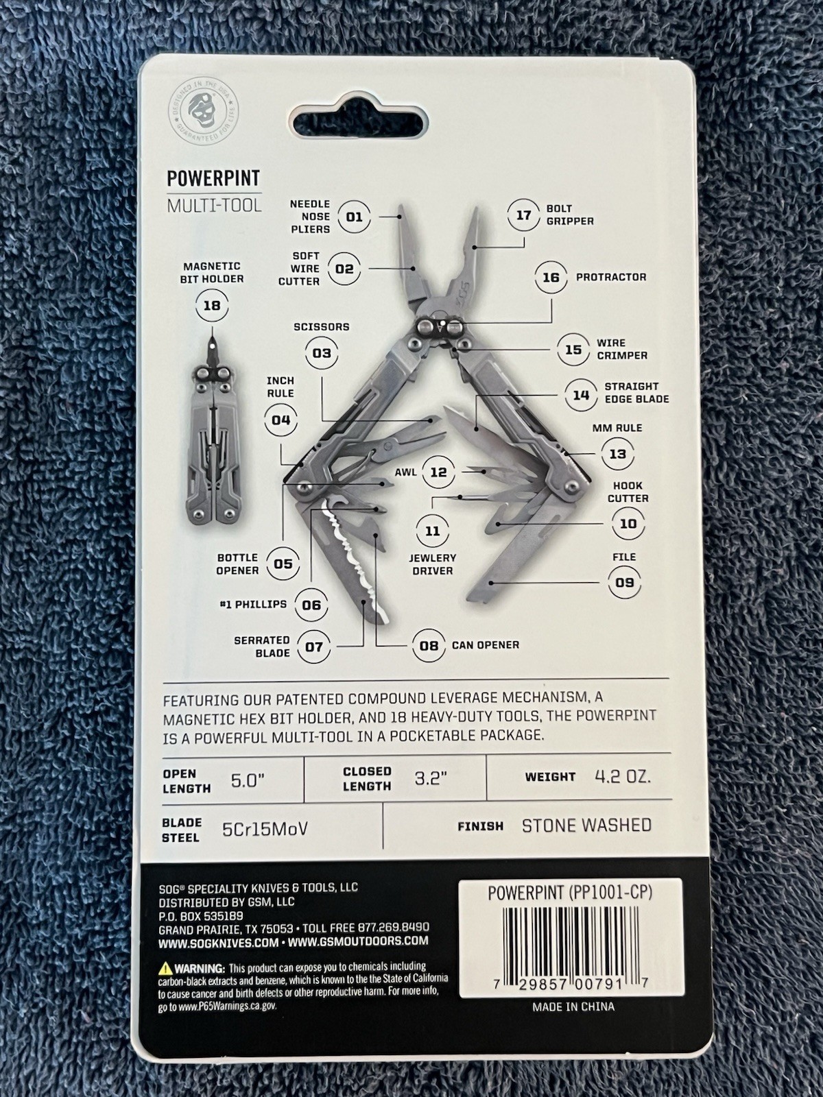 SOG POWERPINT Compact 18 Tool Stainless Steel Multitool PP1001-CP￼￼￼