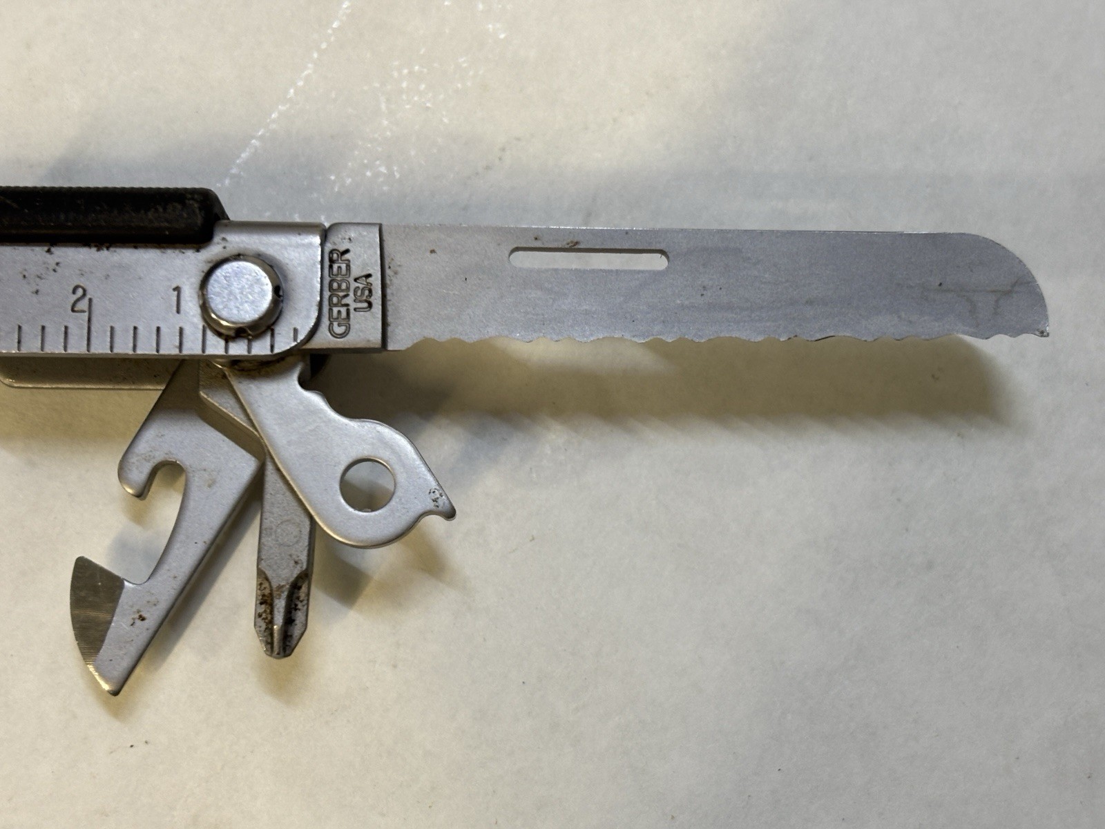 Vintage GERBER Blunt Nose Plier With LEATHER Sheath 9-way Multi-Tool USA