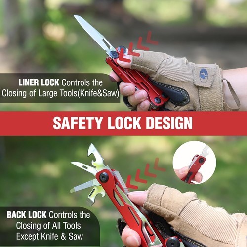 WORKPRO 24-in-1 Multitool Pliers Folding Pocket Tool with Sheath Stainless Steel