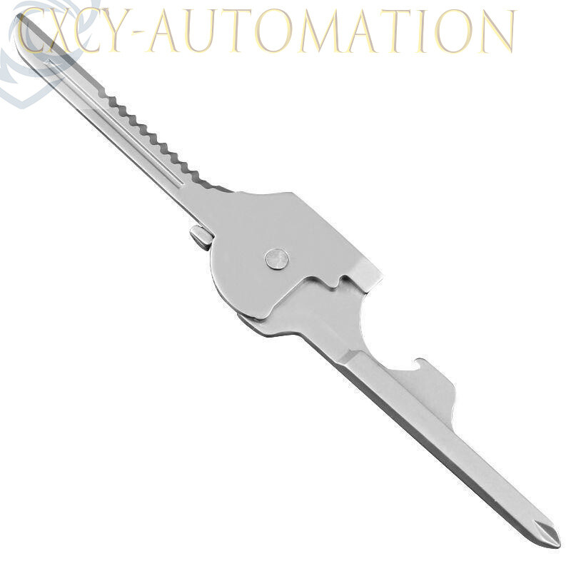 6-in-1 Utili Key Tool Keyring Keychain Multifunction Stainless Steel 1Pcs .