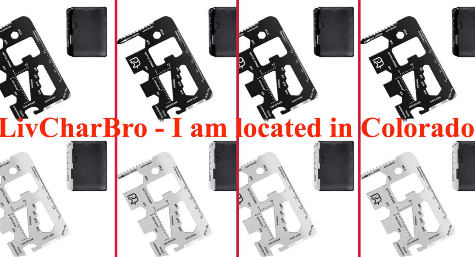 Lot of 8 Credit Card Multi Tools 20 in 1 Stainless Steel Survival Wallet Tool Mi