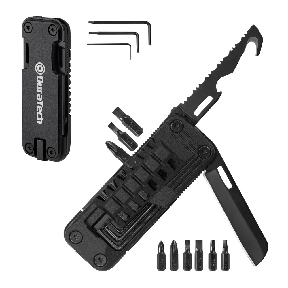 DuraTech 16-in-1 Multitool Knife EDC Pocket Multi Tool Locking Blade Rope Cutter