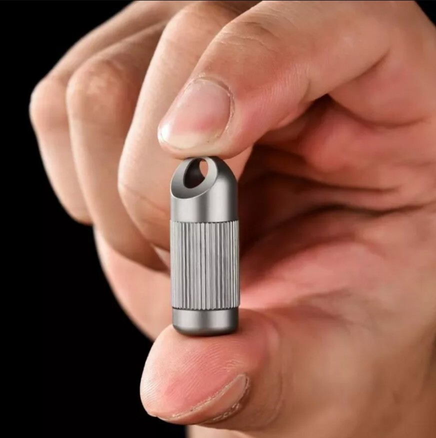 Titanium Waterproof Pill Holder Case Organizer Container Portable Keychain EDC