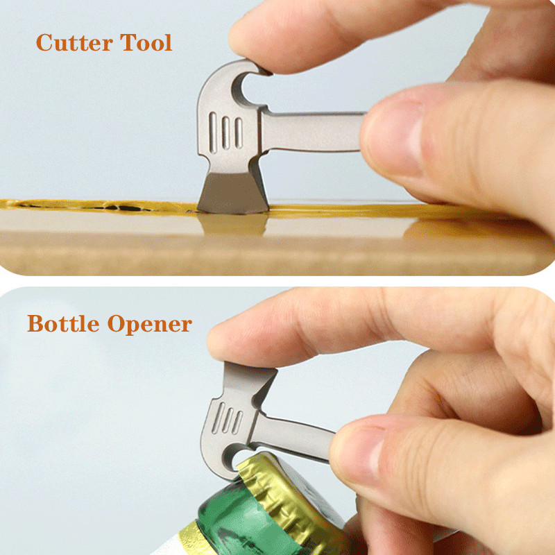 Mini Titanium Alloy Pendant Pry Bar Crowbar Bottle Opener Necklace EDC Keychain
