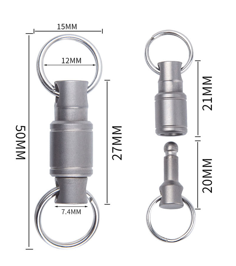 EDC TC4 Titanium Insert Buckle Gimbal Ring Portable Double Keychain Pendant Tool