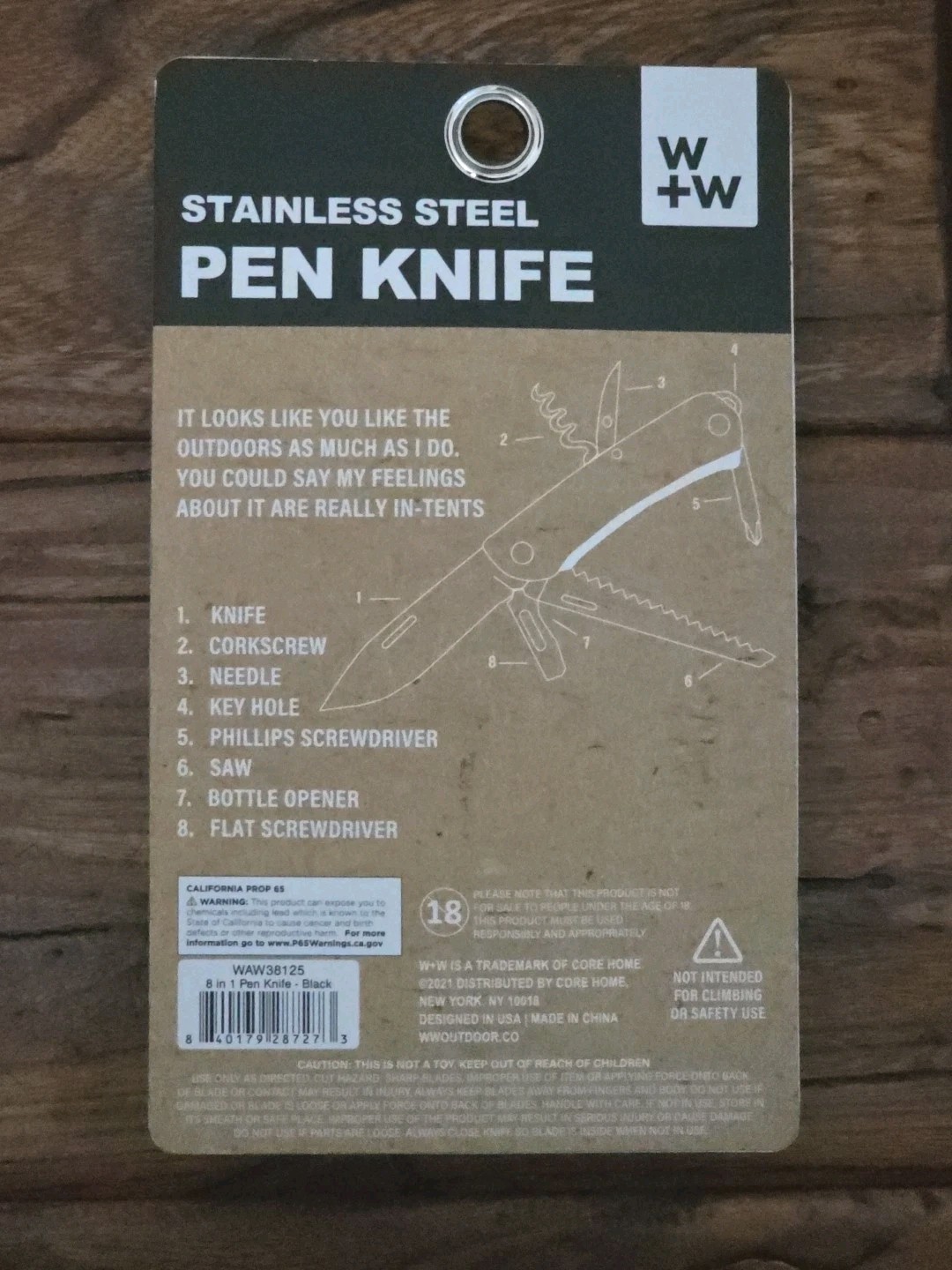 CORE HOME W+W Stainless Steel EDC 8-Multi-Tool Pen Knife – Black – NEW/RARE