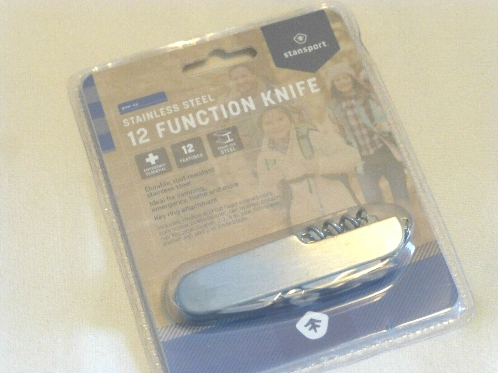 Stansport Stainless Steel 12 function knife NEW key ring attachment camping home