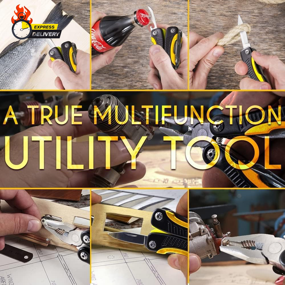 Mini Multitool Knife 12 in 1 – Small Pocket Multi Tool with Knife and Pliers – B