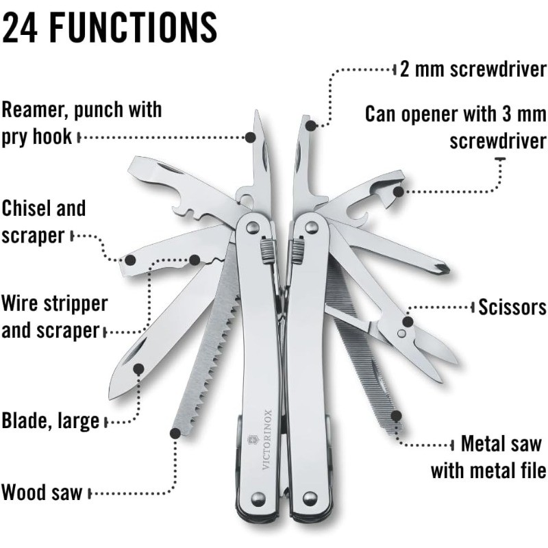 Victorinox Swiss Tool Spirit X Multi Tool, 24 Function Swiss Made – Silver