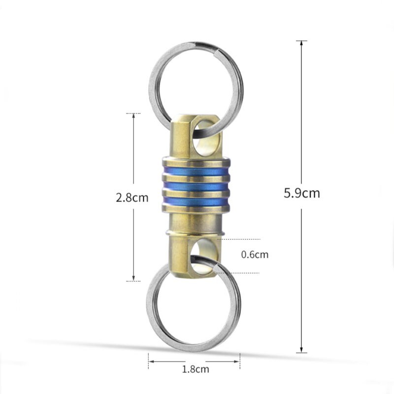 360 Degree Rotation Titanium Alloy Gimbal Keychain w/ Ring Car Keychain EDC Tool