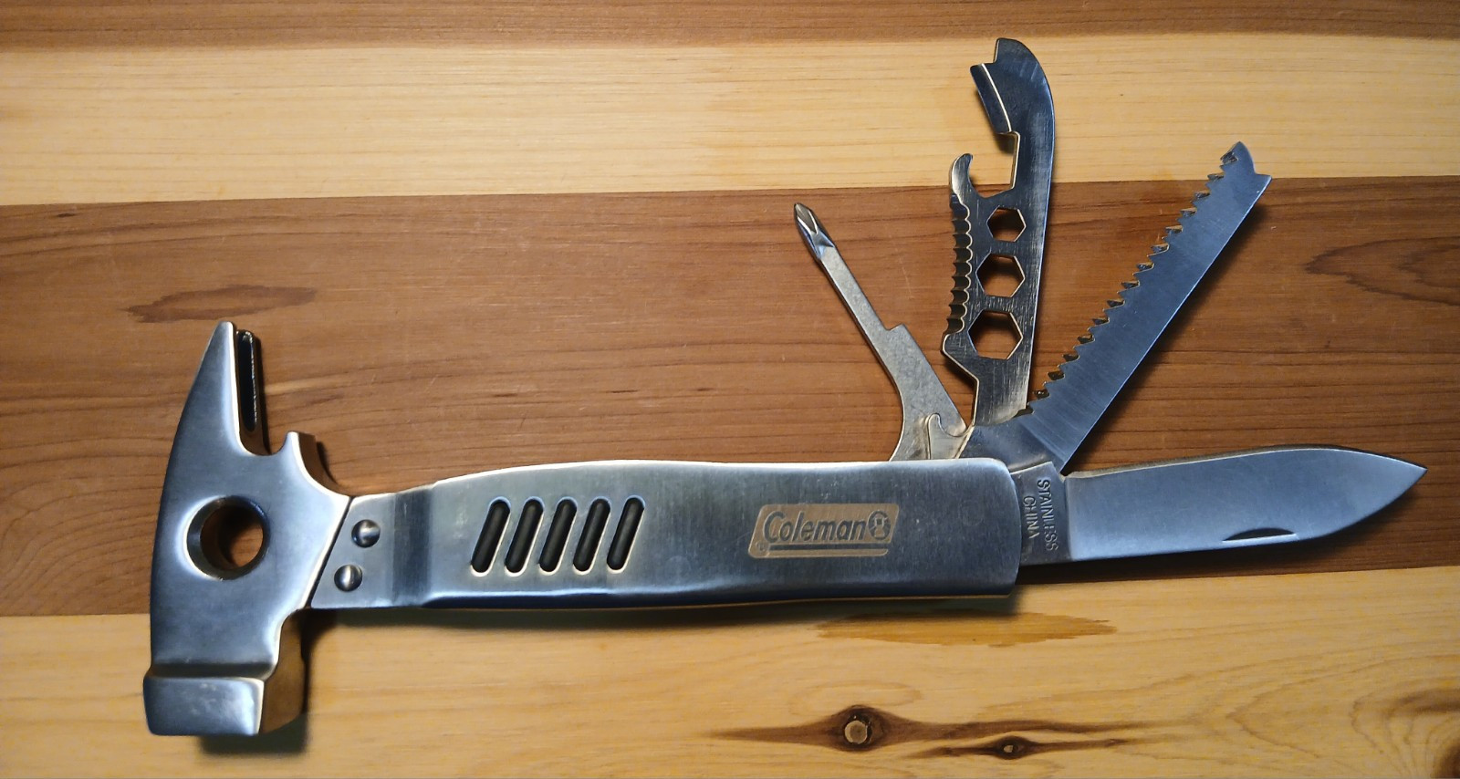 Coleman Stainless Steel Multi Tool w/Bottle Opener, Hammer, Knife, Belt Pouch