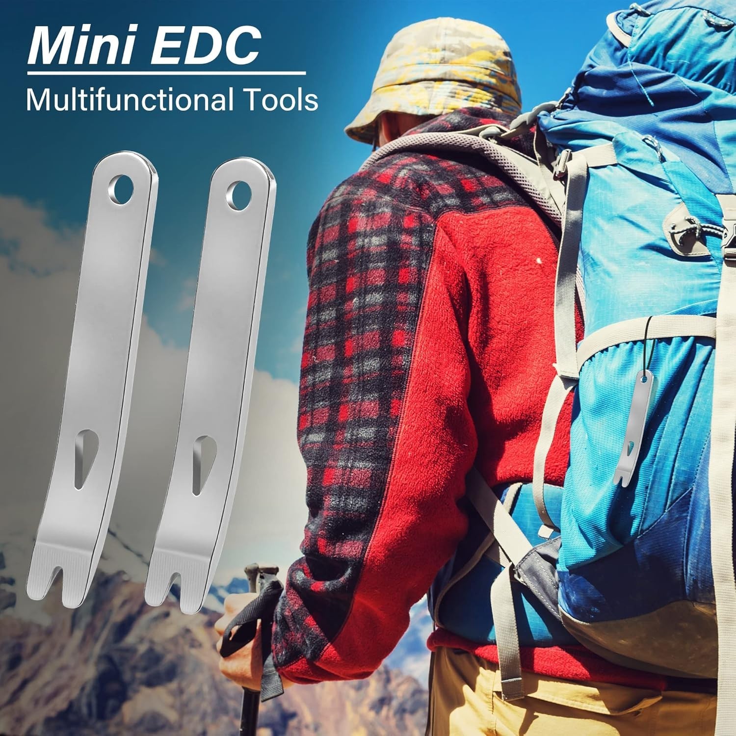 .RONRONS 5 Pack Mini Stainless Steel Pocket Pry Bar EDC Survival Tool Keychain