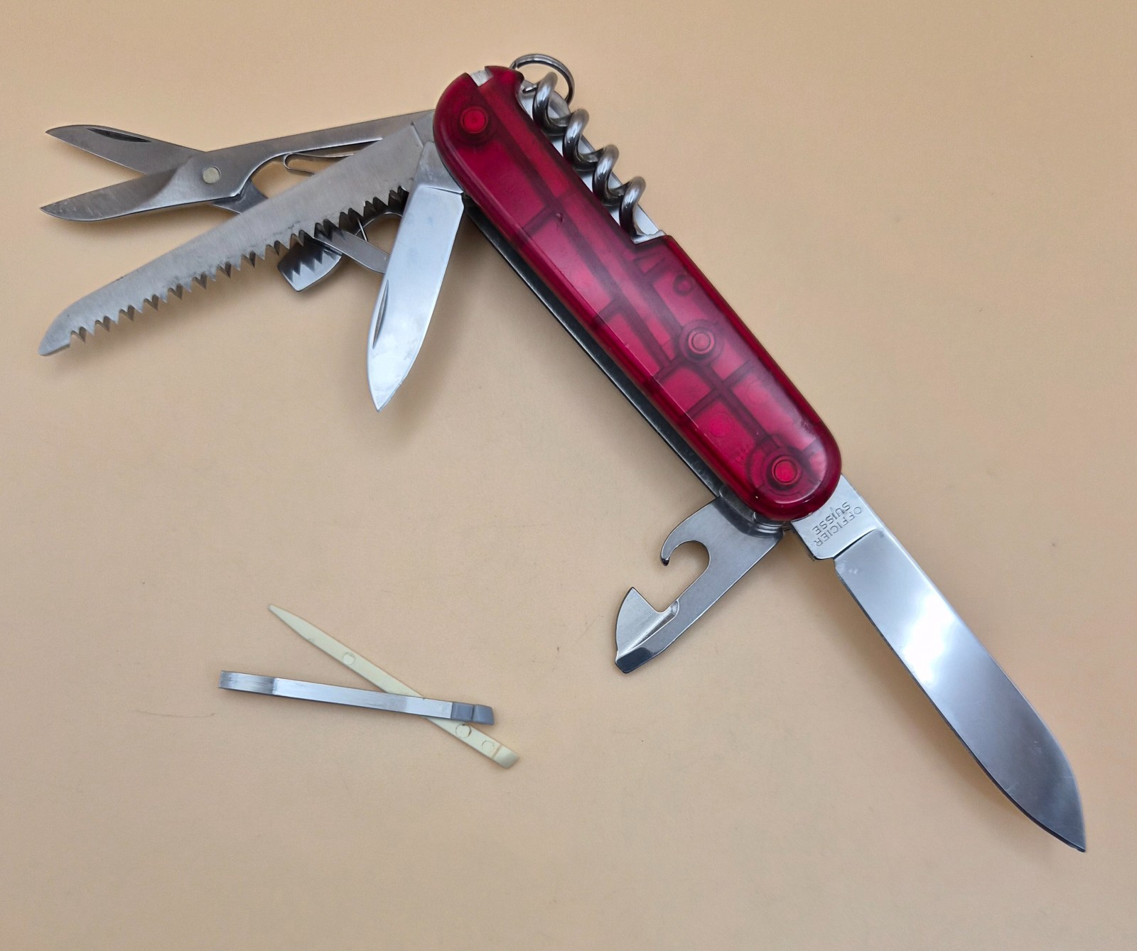 Victorinox HUNTSMAN Ruby Red Swiss Army Knife – Good Condition