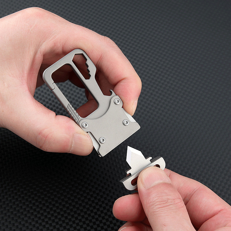 EDC Titanium Alloy Key Chain Carabiner Opener Wrench Outdoor Multi Tools