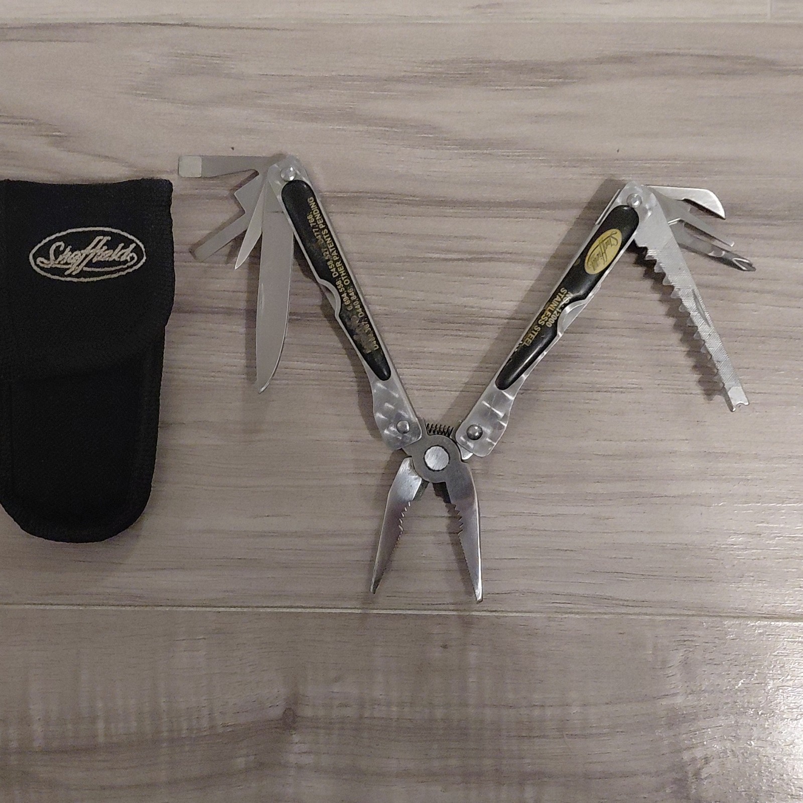 Sheffield NO. 12000 Stainless Steel Multi-Tool with Sheath Silver Black