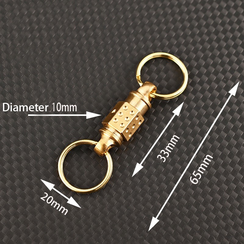 2pcs Solid Brass Quick Release Keychain Portable Car Backpack Key Chain EDC Tool