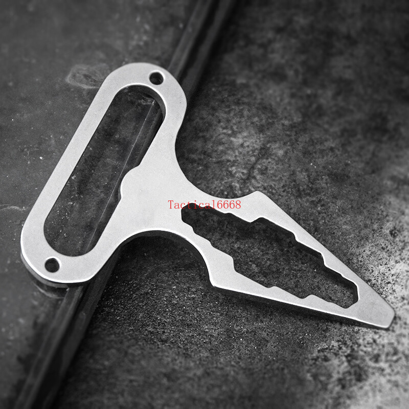 EDC Stainless Steel Wrench Bottle Opener Key Chain Ring Crowbar Pry Bar