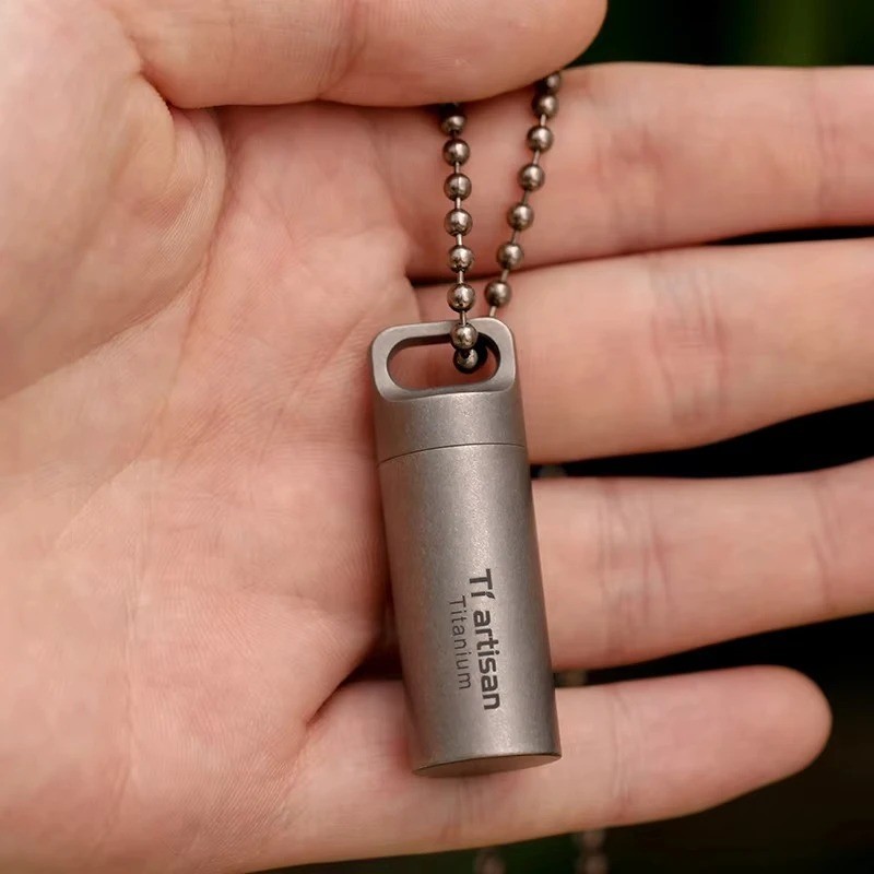 Tiartisan Titanium Mini EDC Tools Portable Sealed Medicine Bottle Home Outdoor
