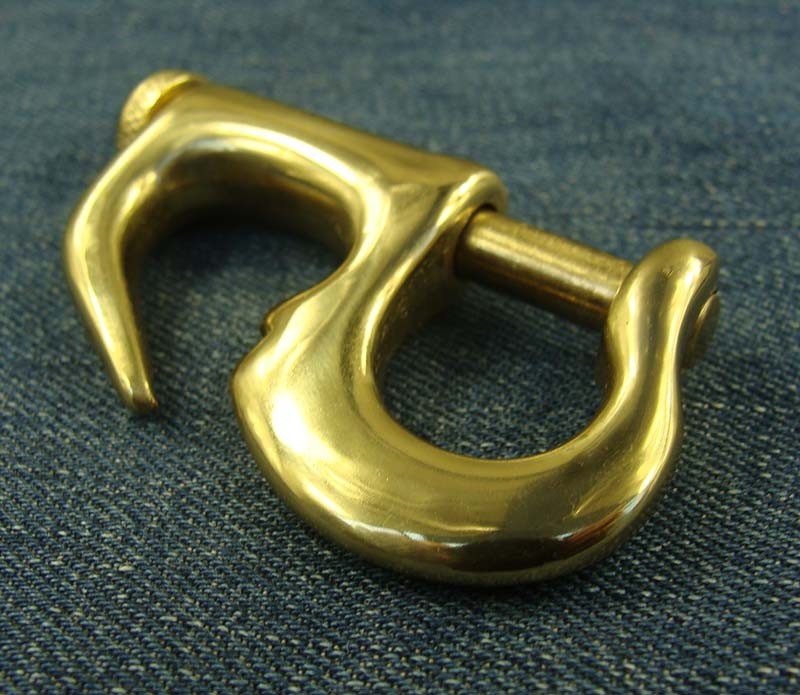 2pcs Solid Brass Quick Release Snap Hook Keychains Outdoor EDC Shackle Clasps