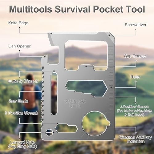 10 Pack 11-in-1 Credit Card Multitool Survival Pocket Tool for Men Silver Set
