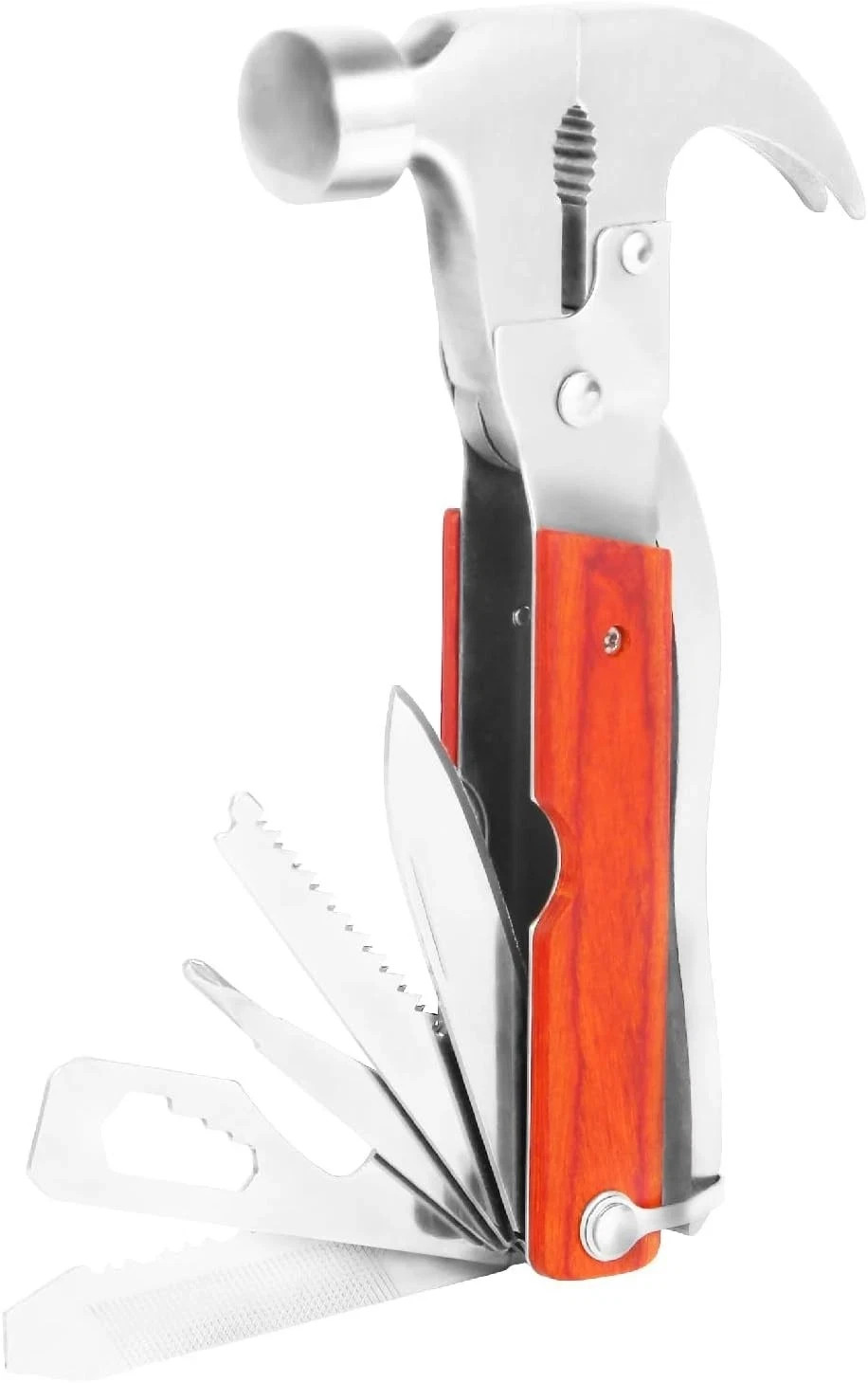 Multitool Claw Hammer – 16-in-1 Survival Tool with Wooden Handle for Camping
