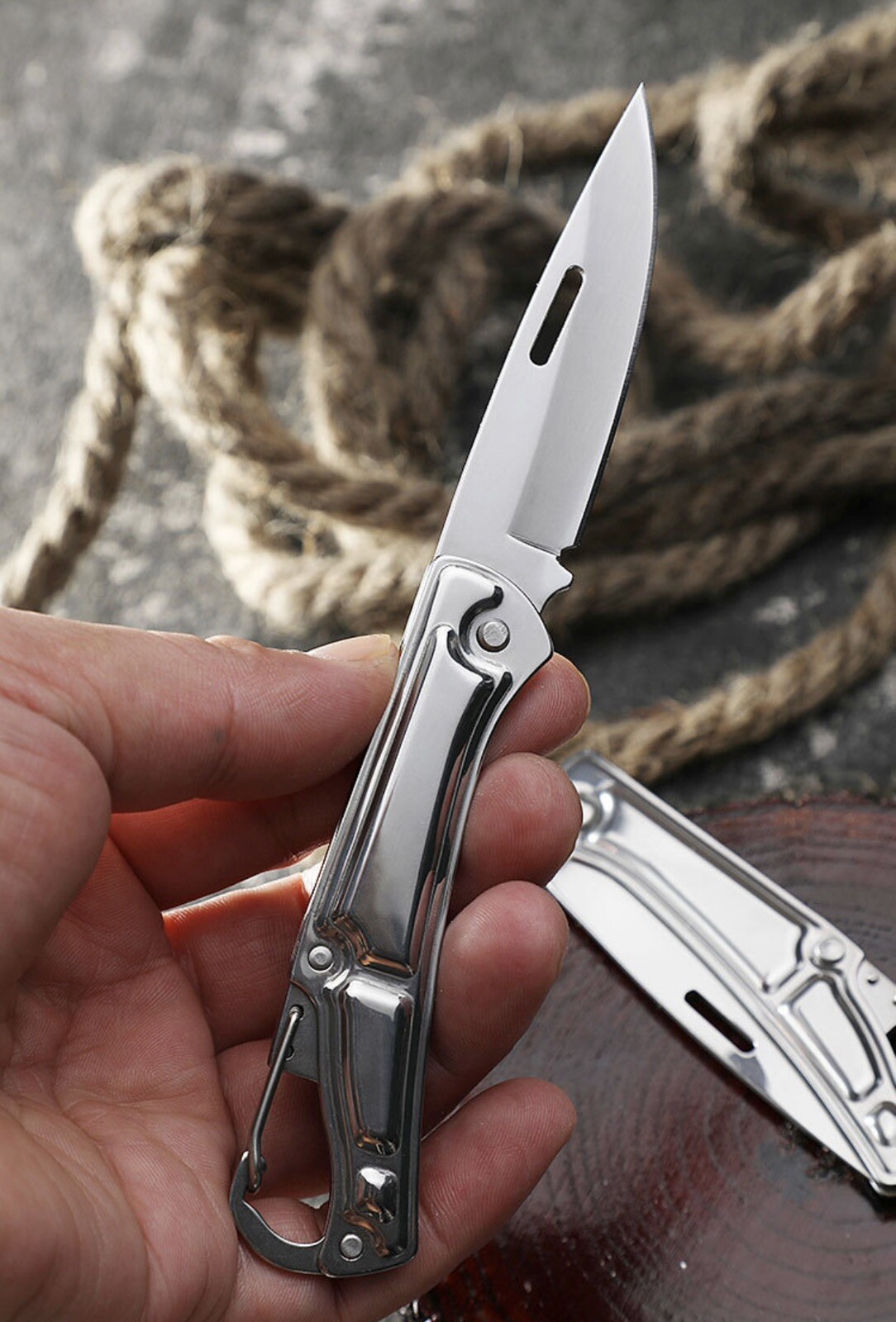 Small Folding Knife Survival Outdoor Tactical Pocket Knife Keychain, Hunting EDC