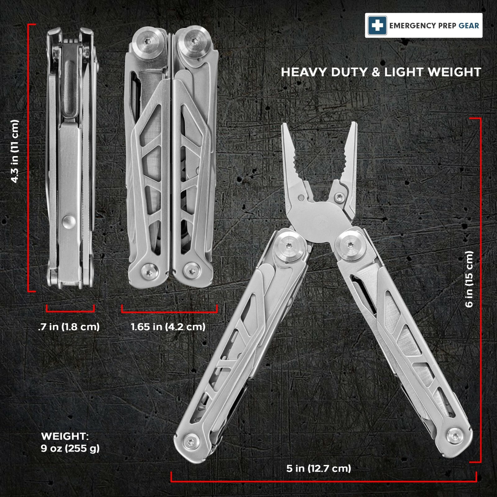 Heavy Duty Multitool for Camping, Emergency, Work, Hiking, Survival, First Aid