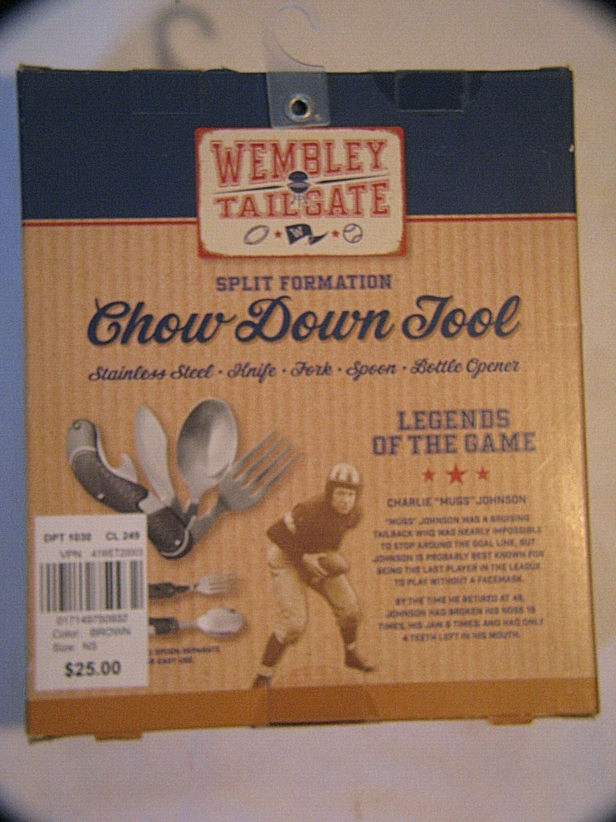 FOOTBALL TAILGATE PARTY WEMBLEY TAILGATE CHOW DOWN TOOLS SPOON FORK KNIFE N BOX
