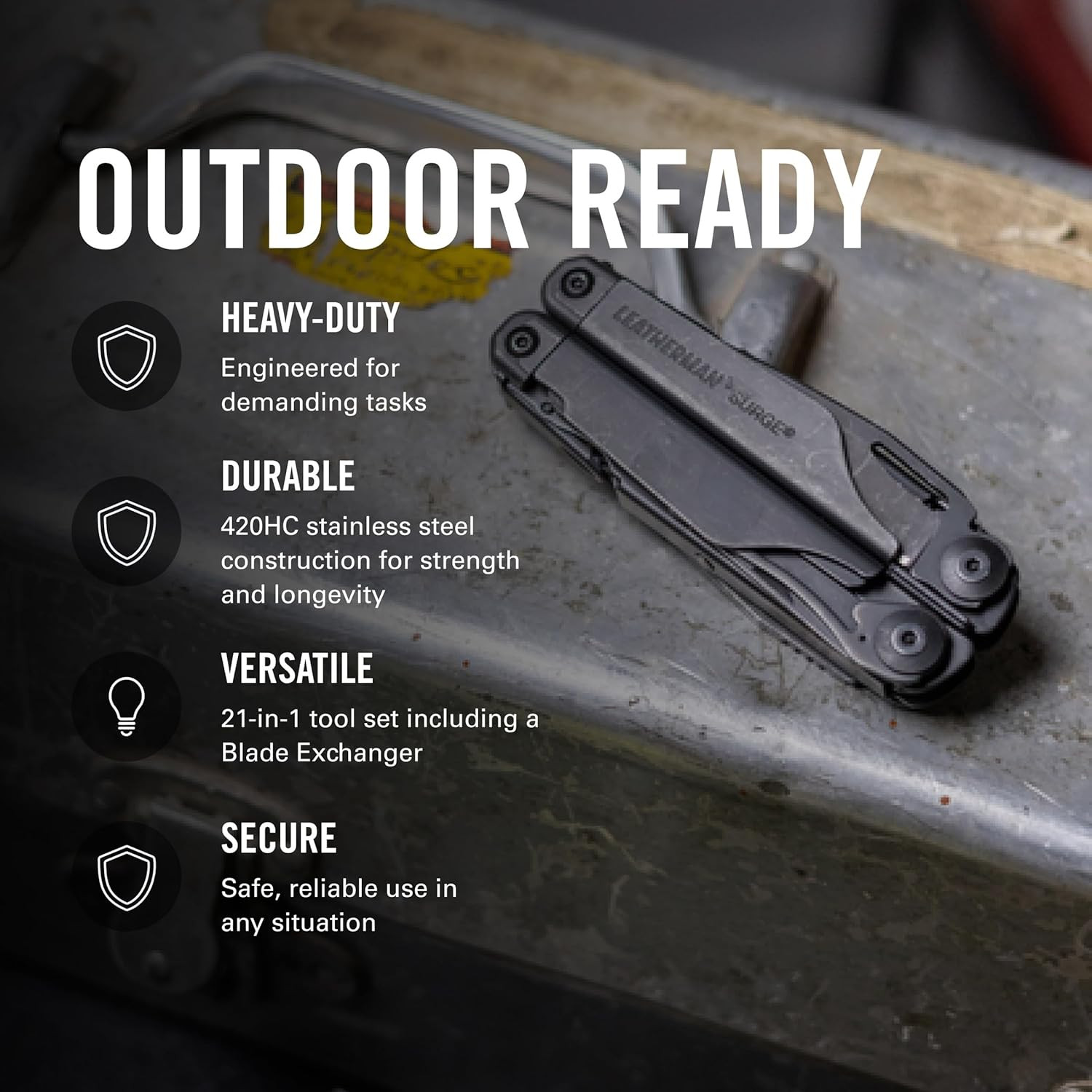 , Surge, 21-In-1 Heavy-Duty Multi-Tool for Work, Home, Garden, DIY & Auto, Stain