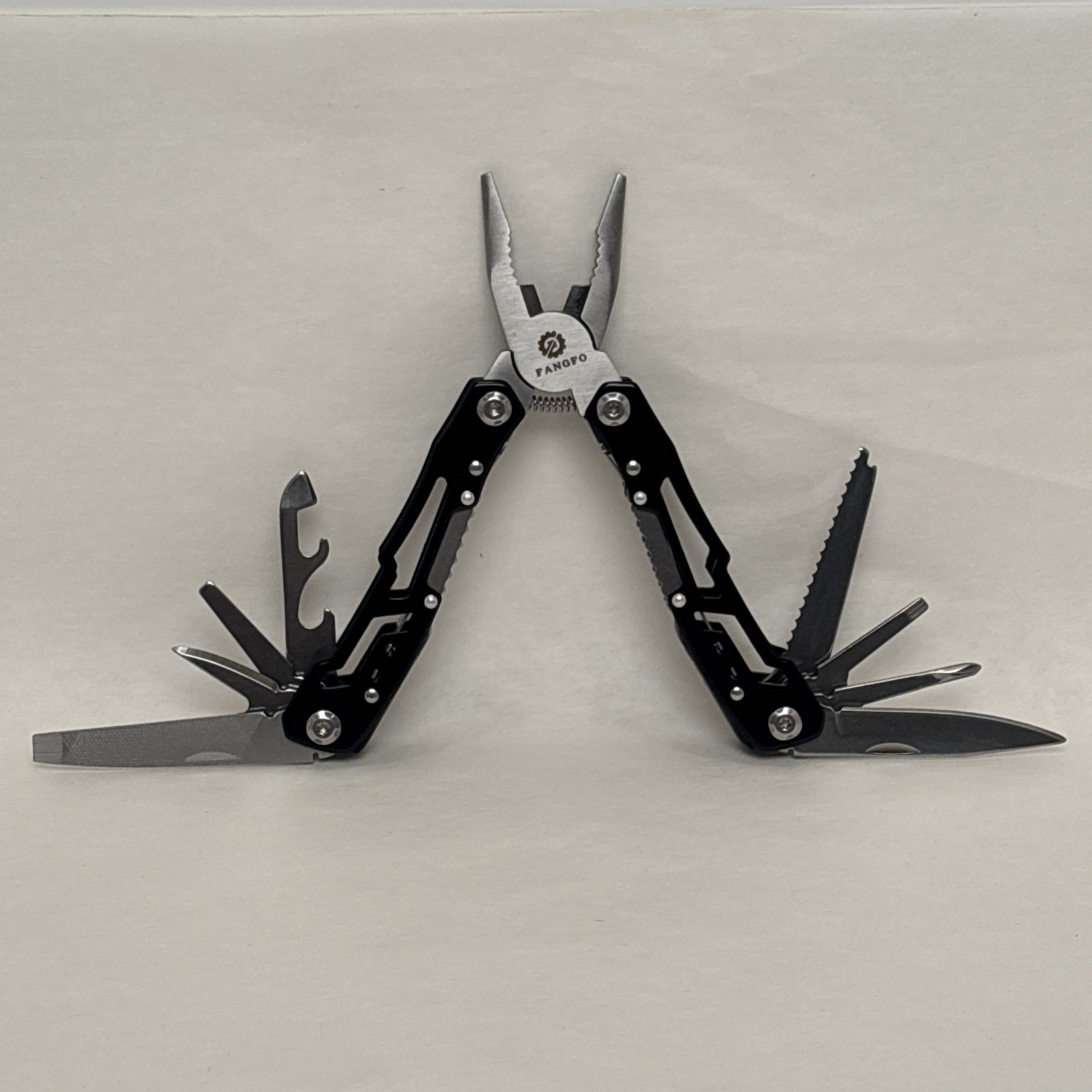 FANGFO Multi-Tool Tactical Black Heavy Duty Pocket Pliers EDC Tool w/ Pouch EDC