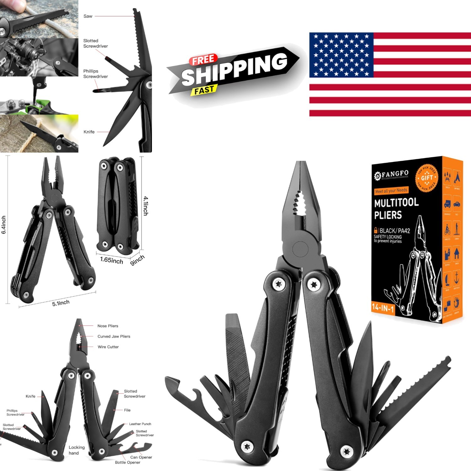 Portable Multitool with Needle Nose Pliers and Replaceable Wire Cutters