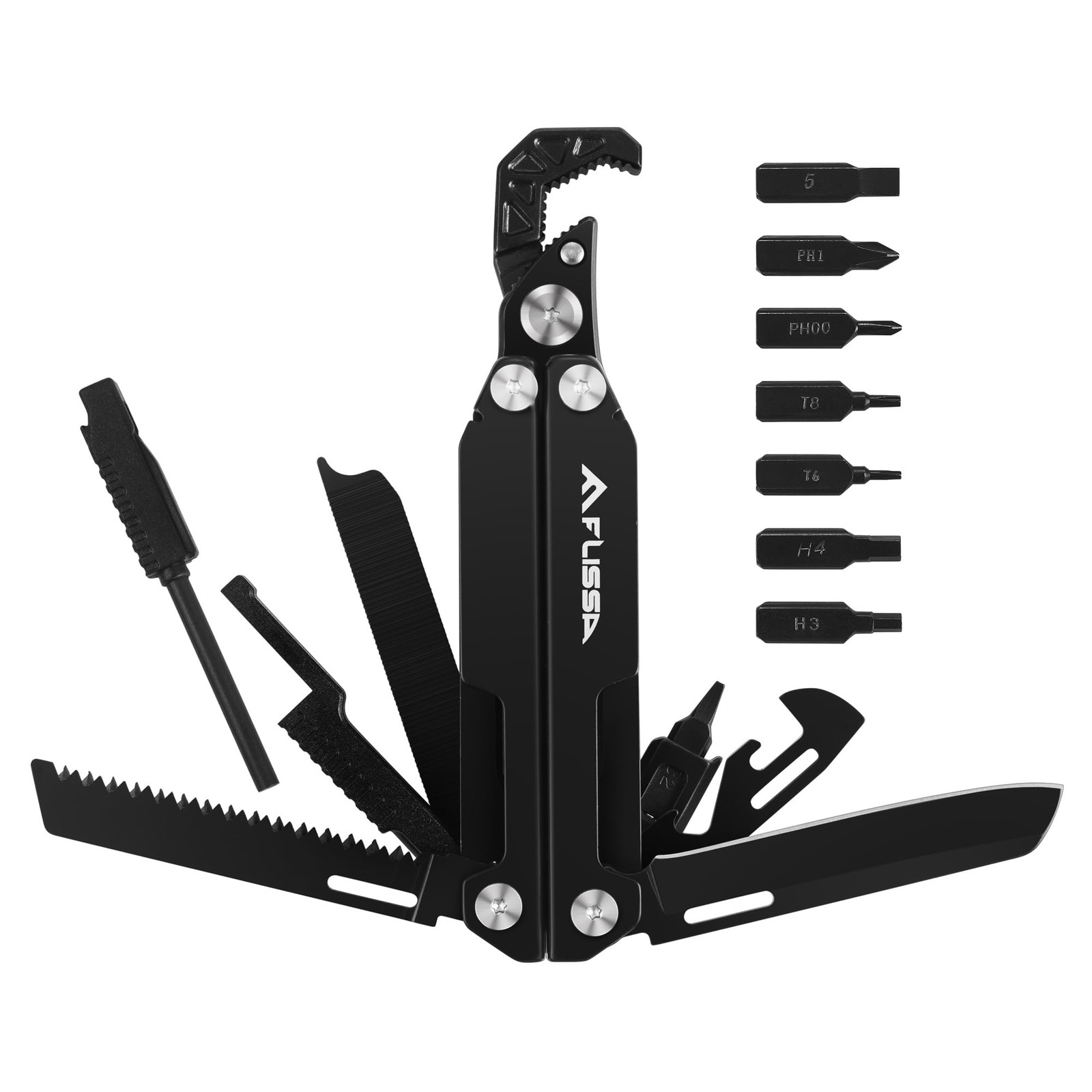 FLISSA Multitool Wrench, Gift for Men Dad, 16-IN-1 EDC Multi-tool with Self-A…