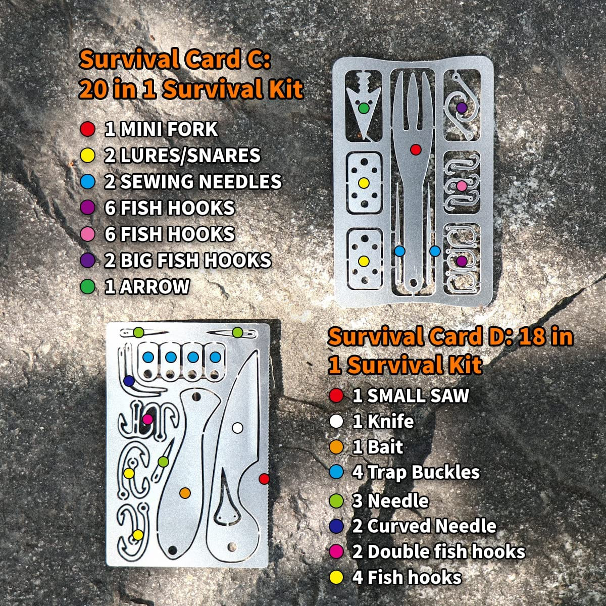 12 Pcs Survival Multitool Card Emergency Camping Tool EDC Kit in Your Wallet