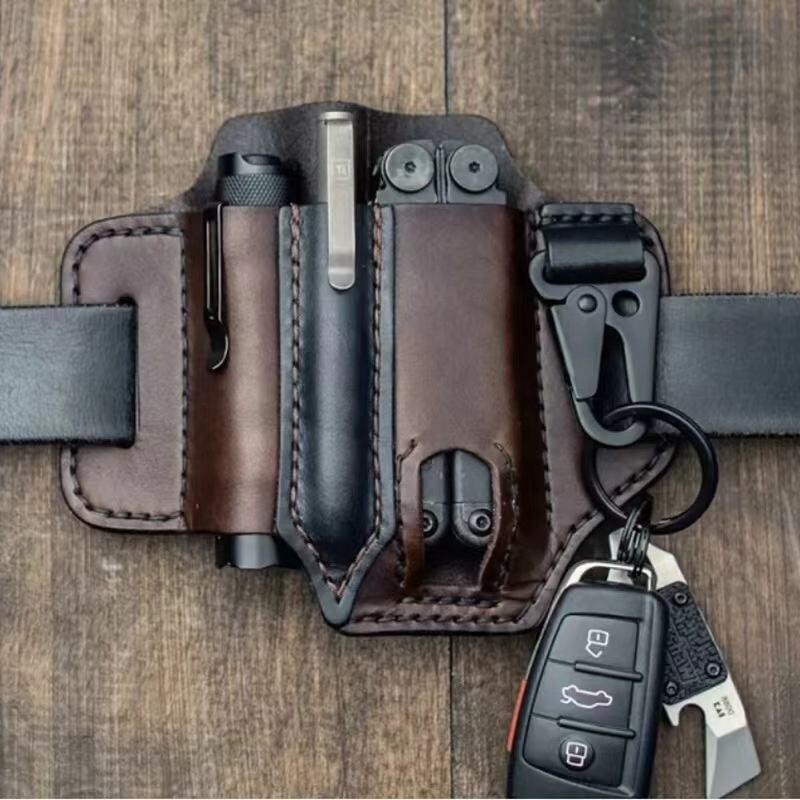 Cross border spot EDC leather knife case flashlight tactical leather (Bulk3Sets)