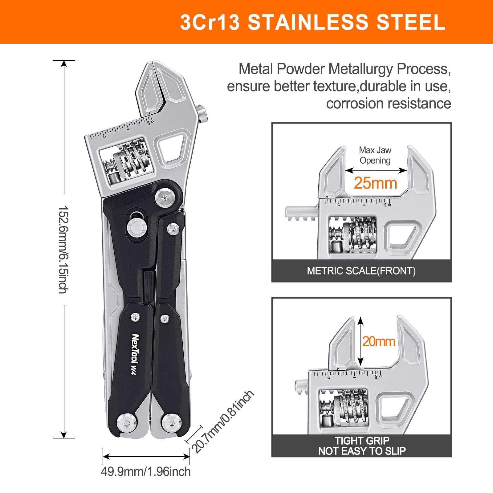 NexTool W4 Adjustable Ratchet Wrench Multitool, 11-IN-1 Foldable EDC Tool wit…